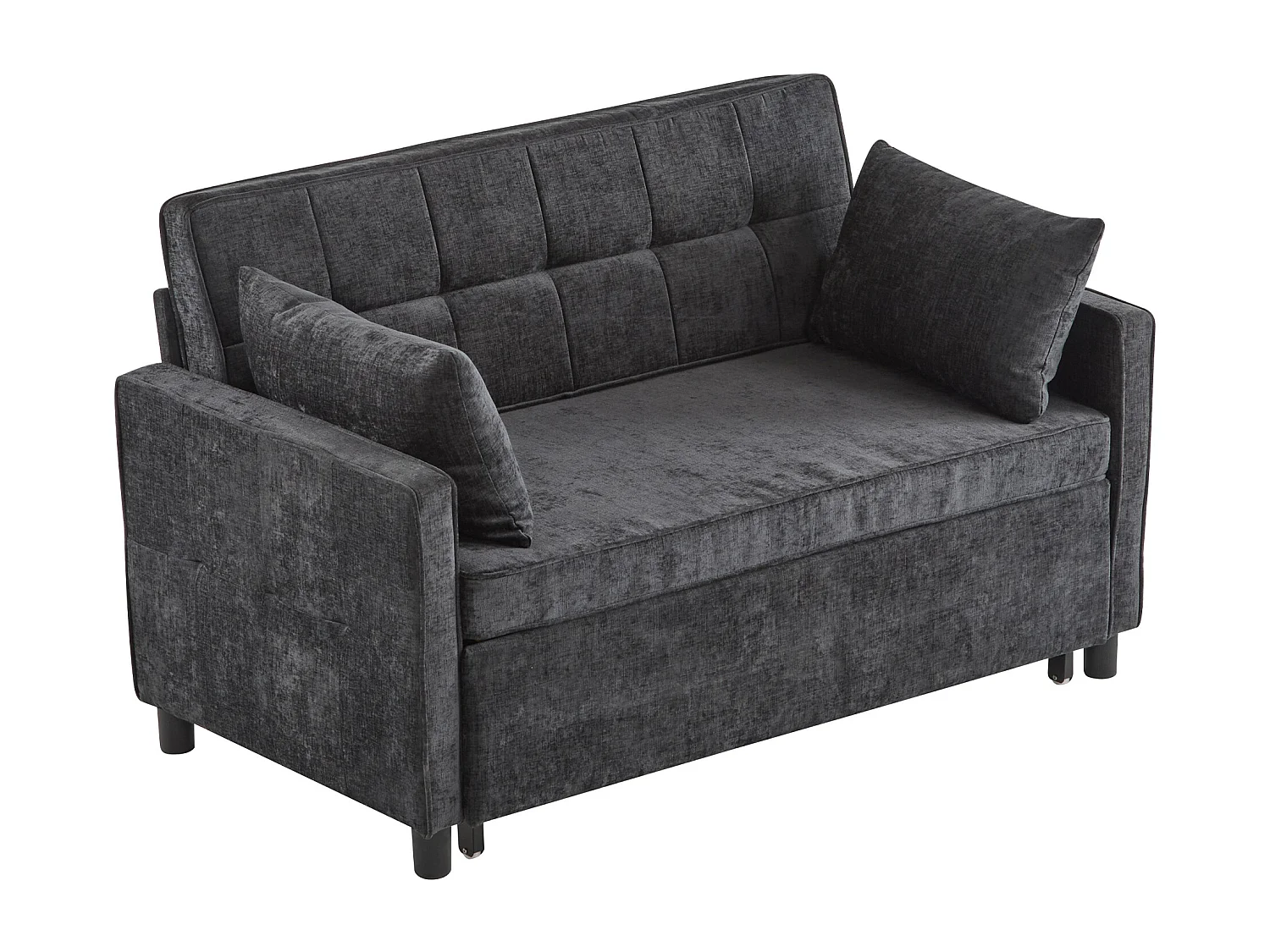 Canapé 142x79x85cm- Dossier réglable - Chenille - Avec 2 coussins - noir