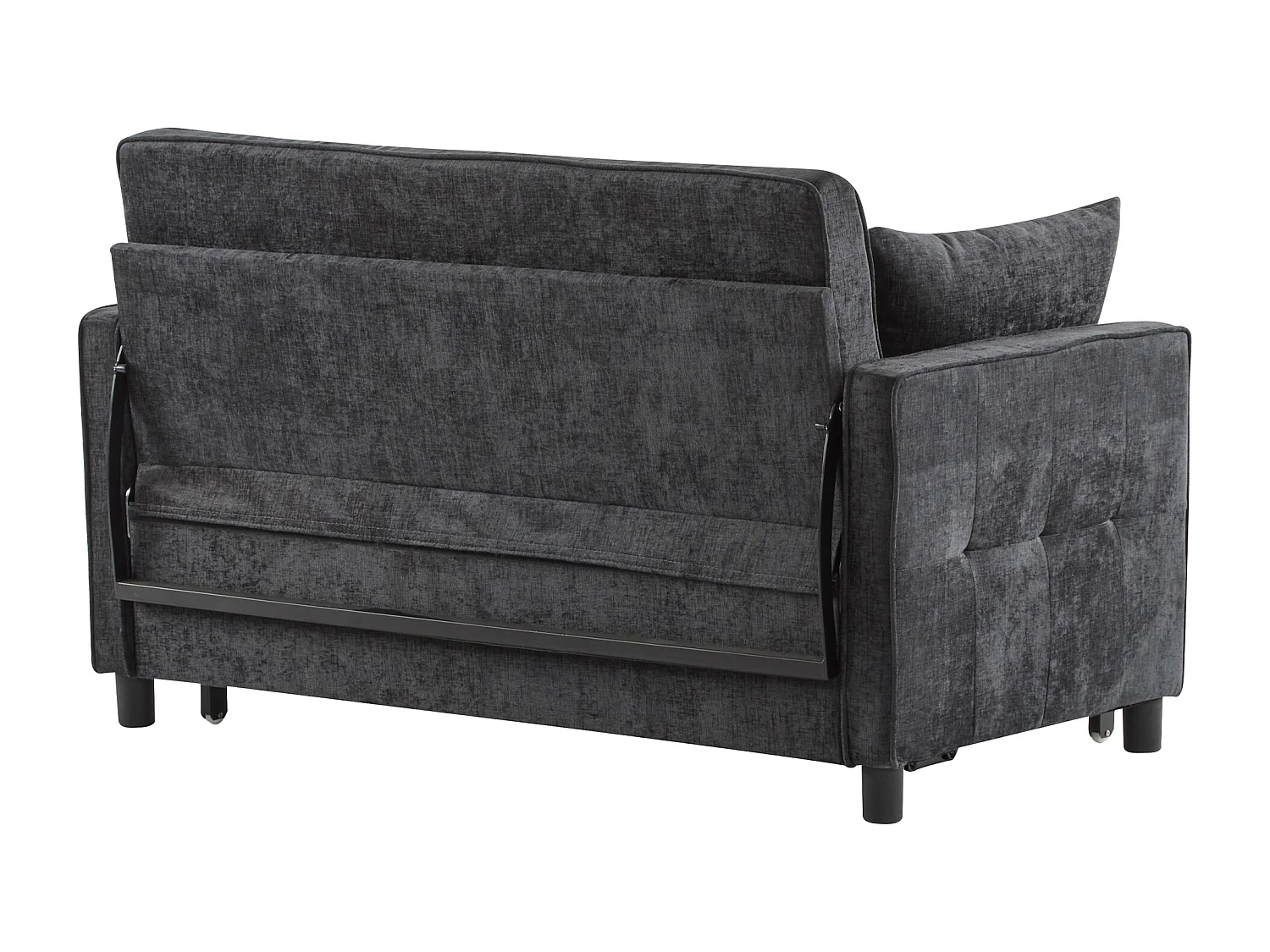 Canapé 142x79x85cm- Dossier réglable - Chenille - Avec 2 coussins - noir