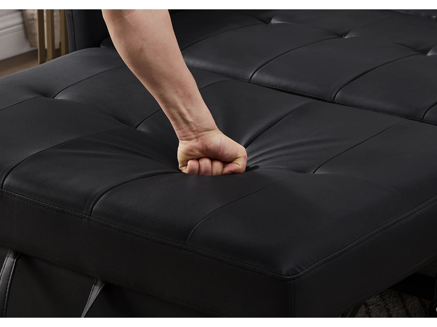 Canapé multifonctionnel 122x83x82cm - avec fonction couchage - canapé-lit double escamotable - dossier réglable sur 3 niveaux - matériau PU imperméable - noir