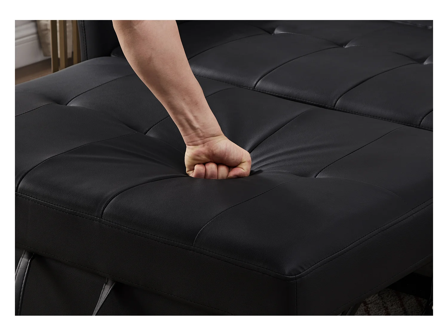 Canapé multifonctionnel 122x83x82cm - avec fonction couchage - canapé-lit double escamotable - dossier réglable sur 3 niveaux - matériau PU imperméable - noir