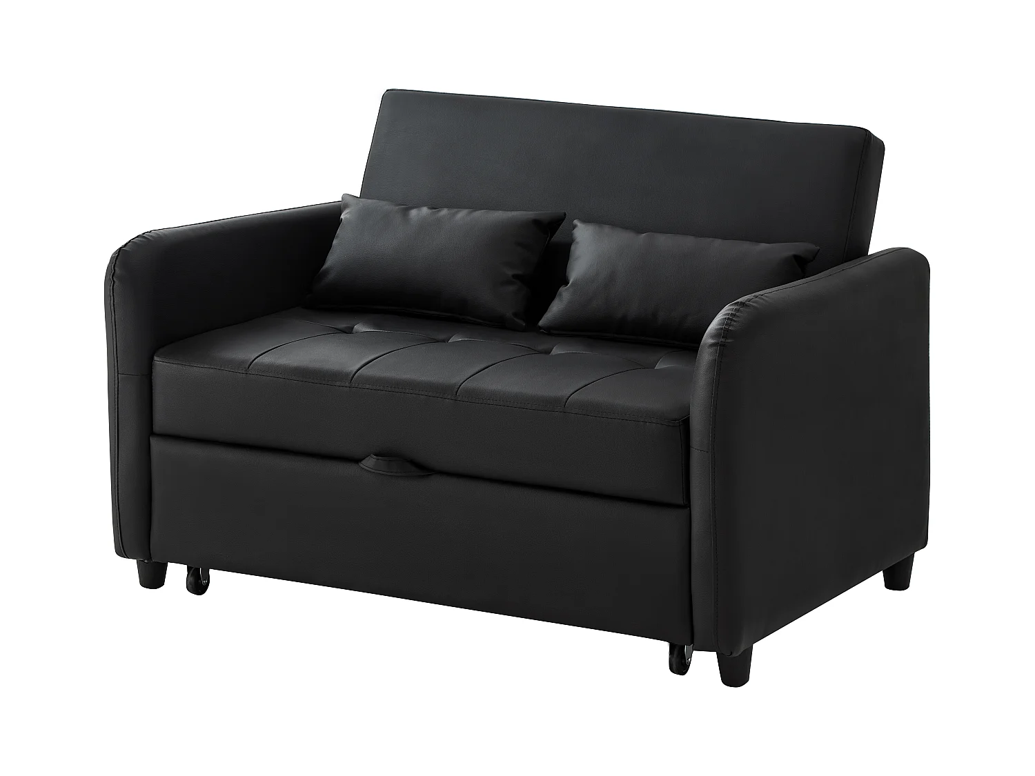 Canapé multifonctionnel 122x83x82cm - avec fonction couchage - canapé-lit double escamotable - dossier réglable sur 3 niveaux - matériau PU imperméable - noir
