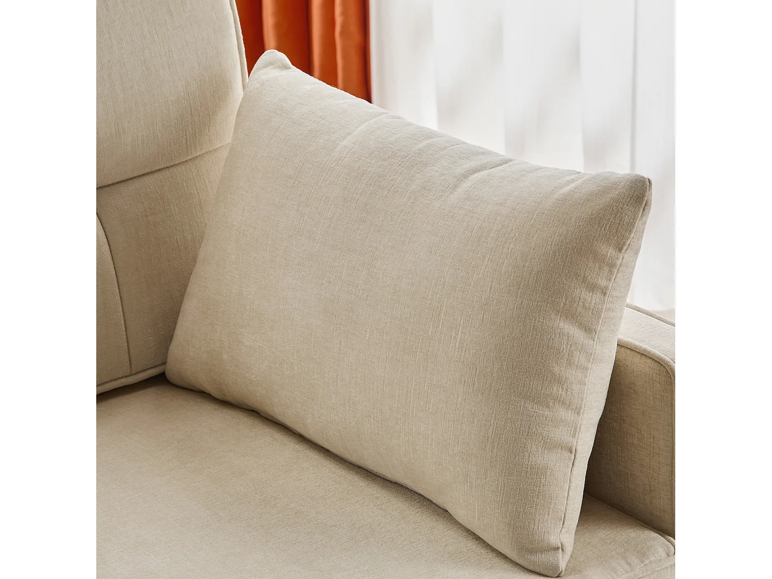 Canapé 142x79x85cm- Dossier réglable - Chenille - Avec 2 coussins - Beige