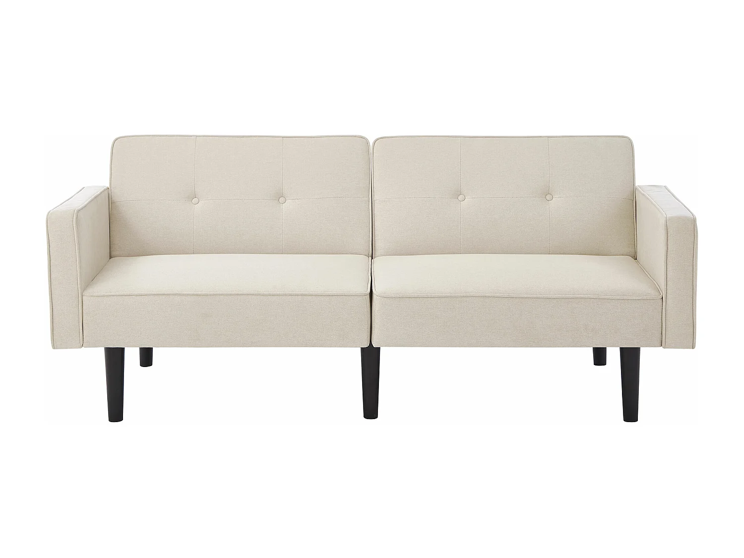 Sofá 2 em 1 (176x76x74 cm) - Chaise longue - Encosto duplo ajustável - Função cama - Tecido algodão-linho - Espuma de alta densidade - Bege