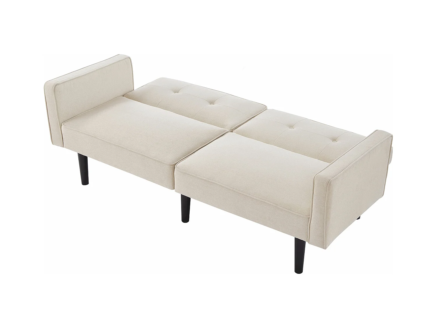 2-in-1-Sofa (176x76x74 cm) - Chaiselongue - Doppelt verstellbare Rückenlehne - Schlaffunktion - Baumwoll-Leinen-Stoff - Hochdichteschaum - Beige