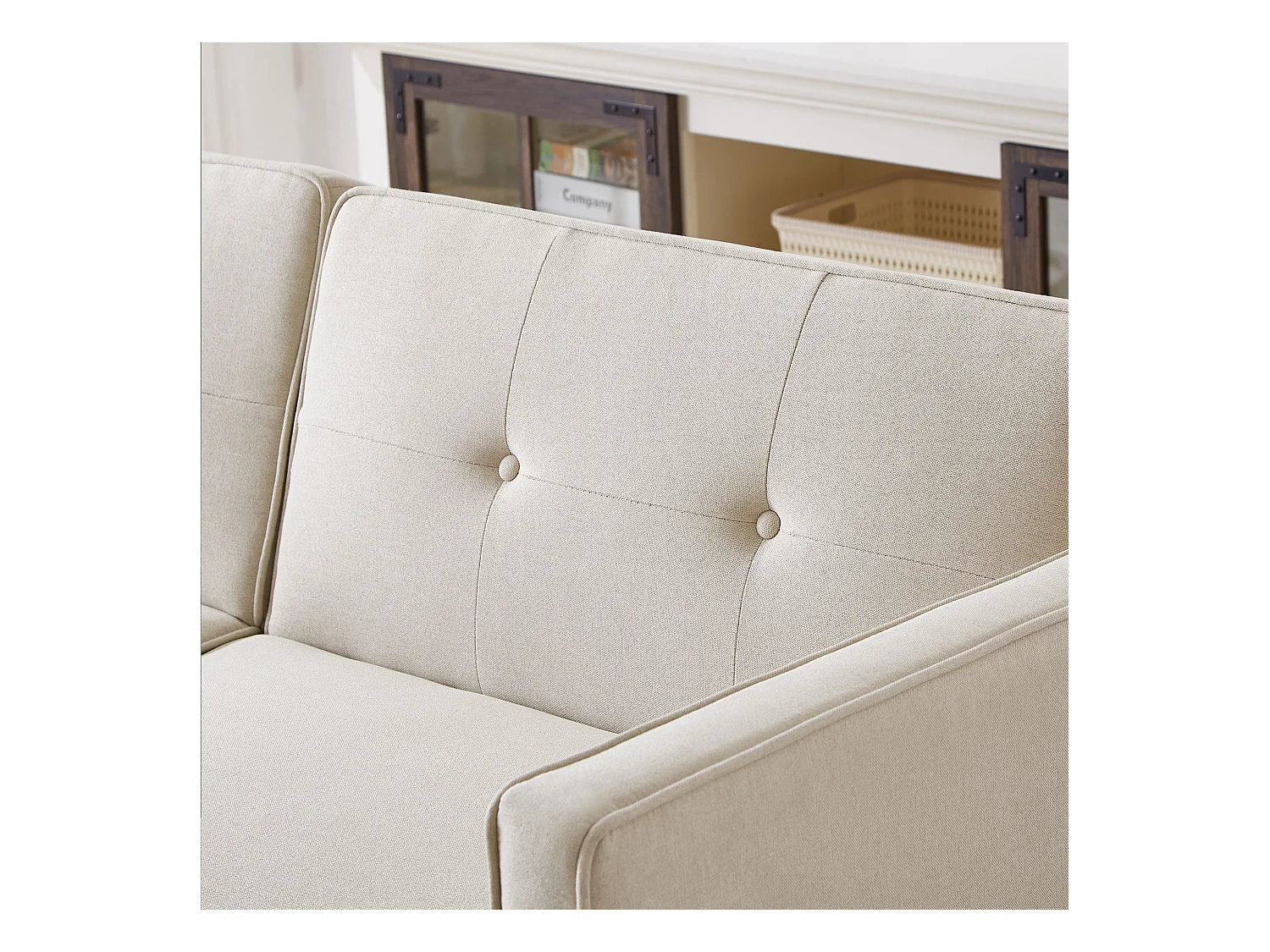 2-in-1-Sofa (176x76x74 cm) - Chaiselongue - Doppelt verstellbare Rückenlehne - Schlaffunktion - Baumwoll-Leinen-Stoff - Hochdichteschaum - Beige