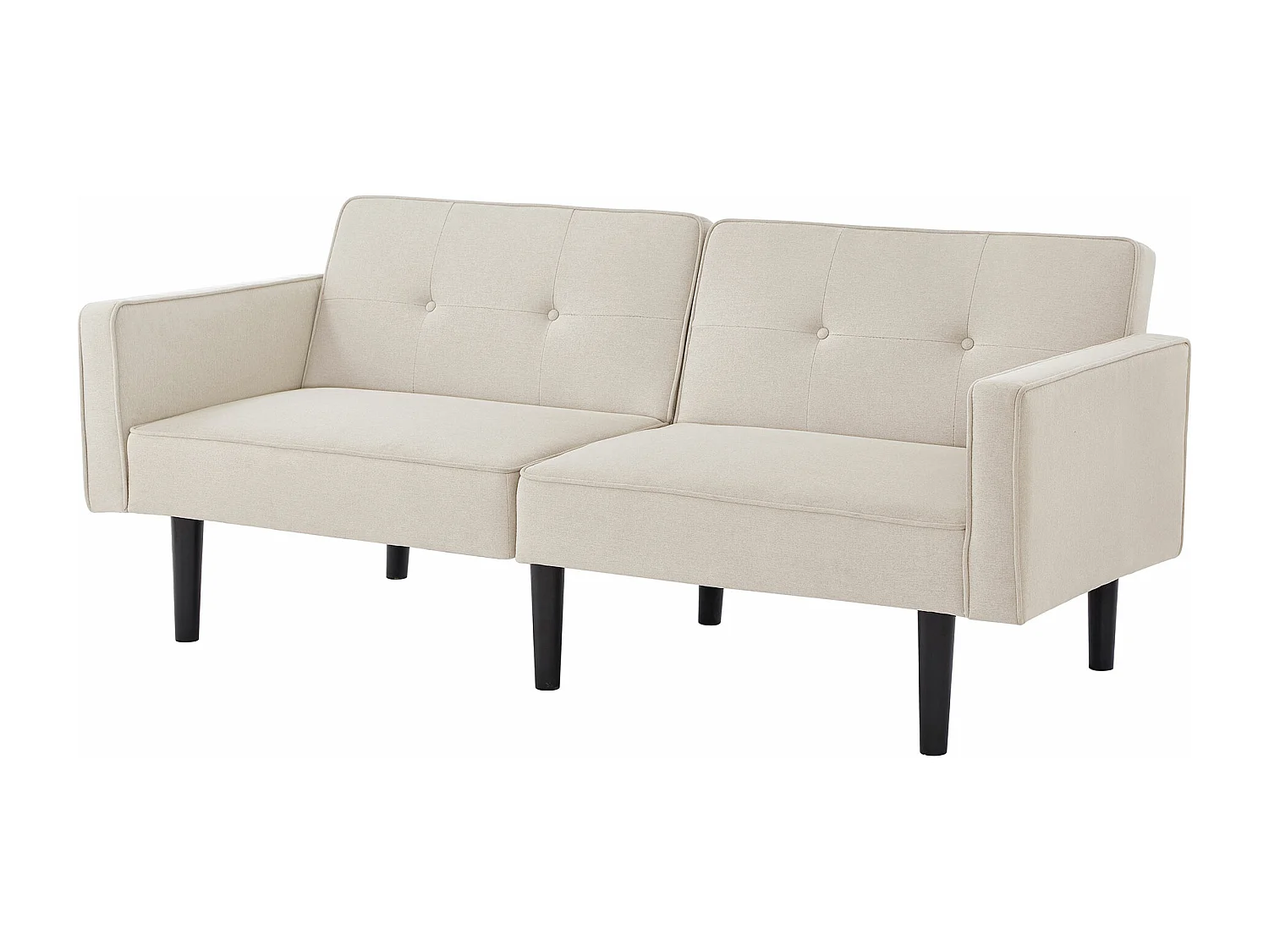 Divano 2 in 1 (176x76x74 cm) - Chaise longue - Doppio schienale regolabile - Funzione letto - Tessuto cotone-lino - Schiuma ad alta densità - Beige