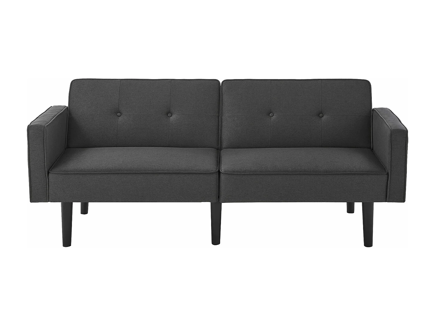 Canapé 2 en 1 (176x76x74cm) - Causeuse - Double dossier réglable - Avec fonction couchage - Tissu coton et lin - Mousse haute densité - Noir