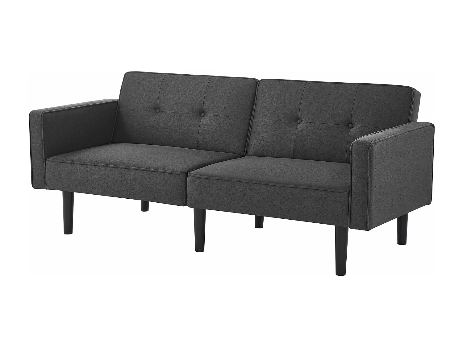 Canapé 2 en 1 (176x76x74cm) - Causeuse - Double dossier réglable - Avec fonction couchage - Tissu coton et lin - Mousse haute densité - Noir