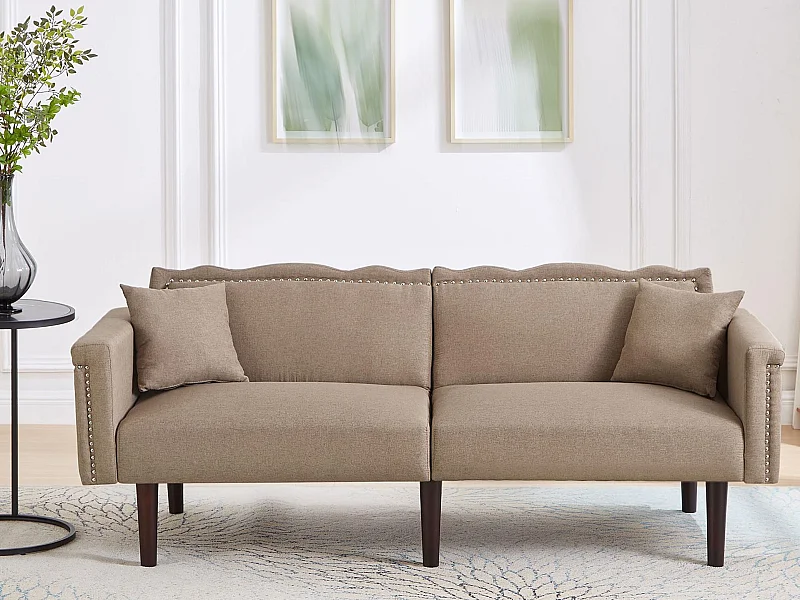 Multifunctionele 2-in-1 bank - 2-zits bank - Verstelbare functie - Individueel verstelbare dubbele rugleuning - Katoen-linnen stof - Bruin