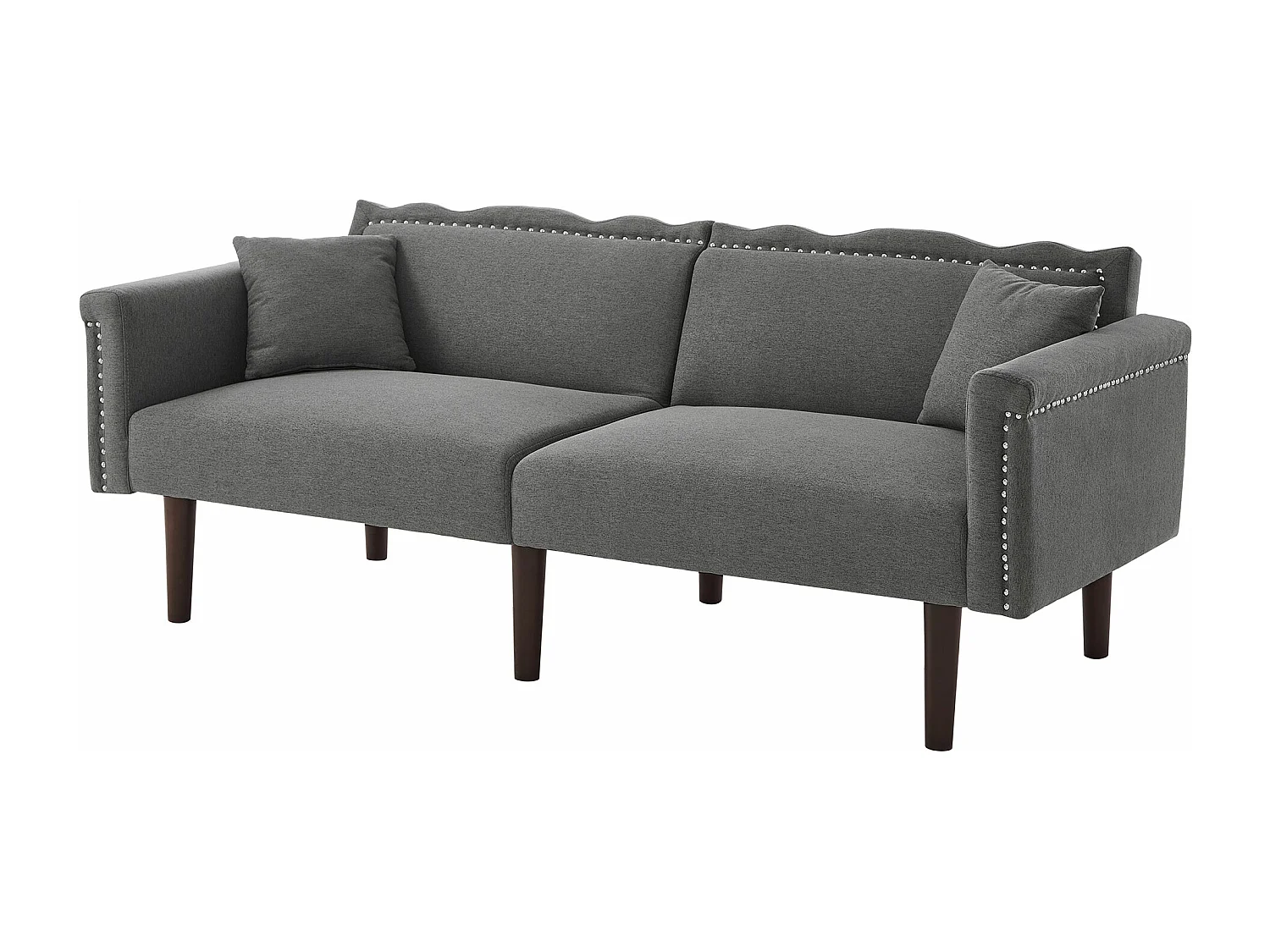 Canapé multifonction 2 en 1 - canapé 2 places - avec fonction inclinable - double dossier réglable individuellement - tissu coton lin - gris