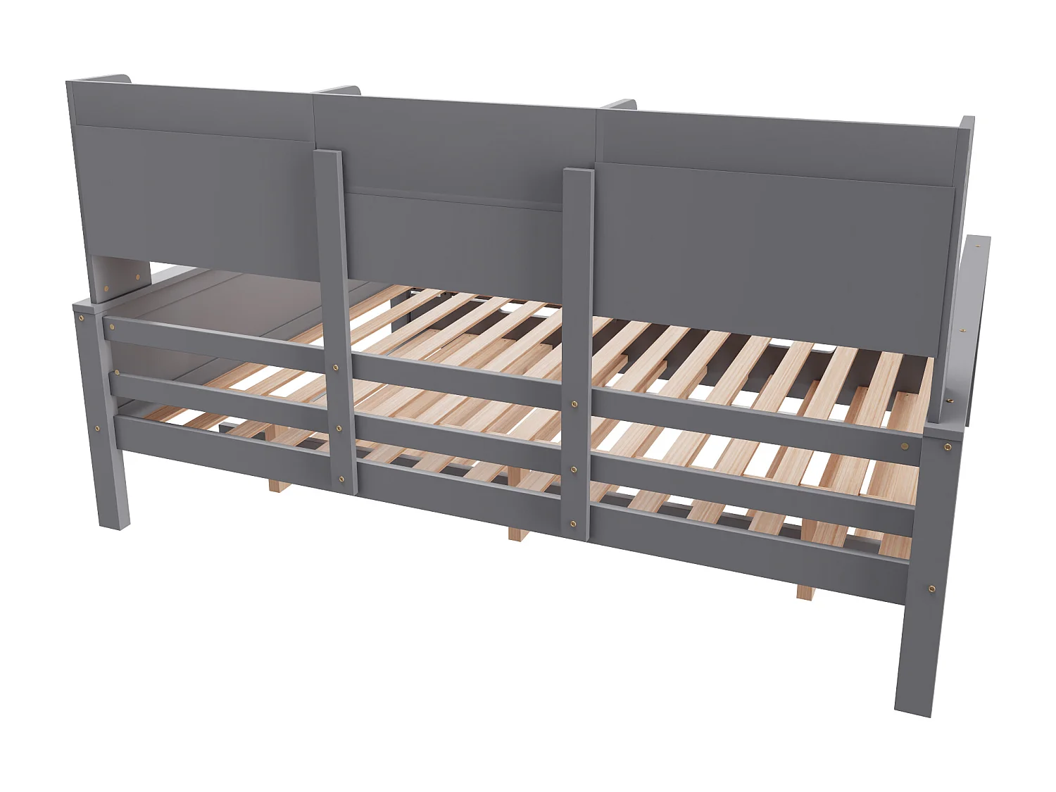 Nestsofa 140x200 cm - Nestbett 90x190 cm - mit Stauraum - Lattenrost - Massivkiefer - grau (Matratze nicht im Lieferumfang)