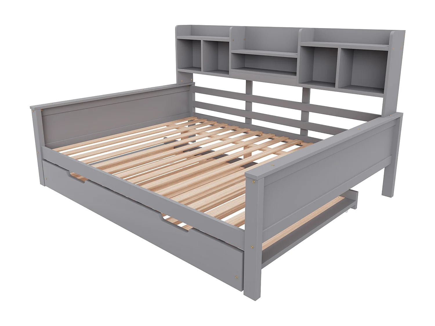 Sofá cama nido 140x200 cm - Cama nido 90x190 cm - con almacenamiento - somier de láminas - pino macizo - gris (colchón no incluido)