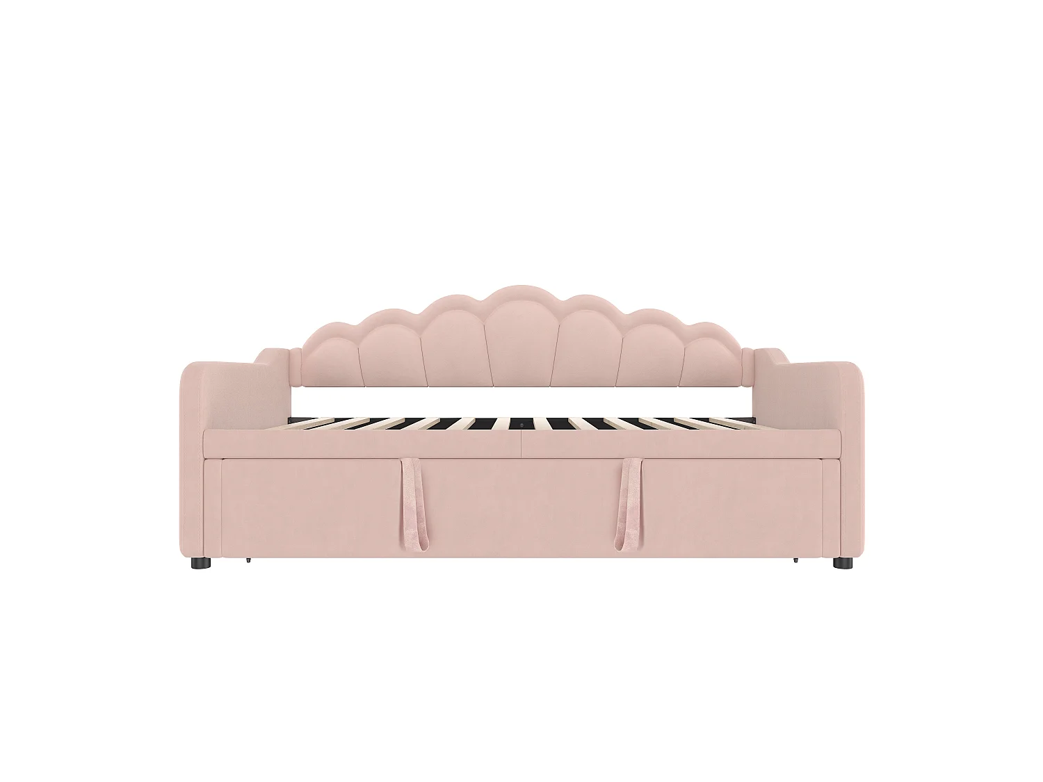 Canapé-lit 90x200/180x200 cm - avec lit gigogne - avec bande lumineuse LED - velours - rose (matelas non inclus)