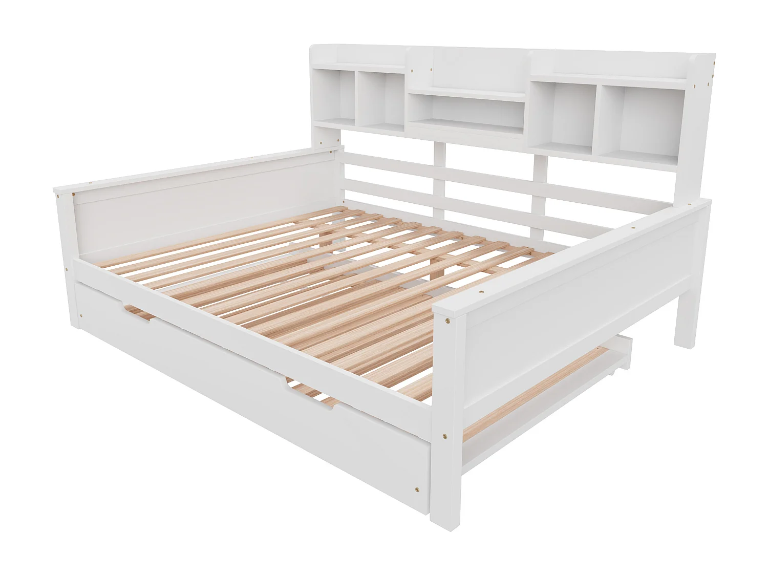 Nestslaapbank 140x200 cm - Nestbed 90x190 cm - met opbergruimte - lattenbodem - massief grenen - wit (matras niet inbegrepen)