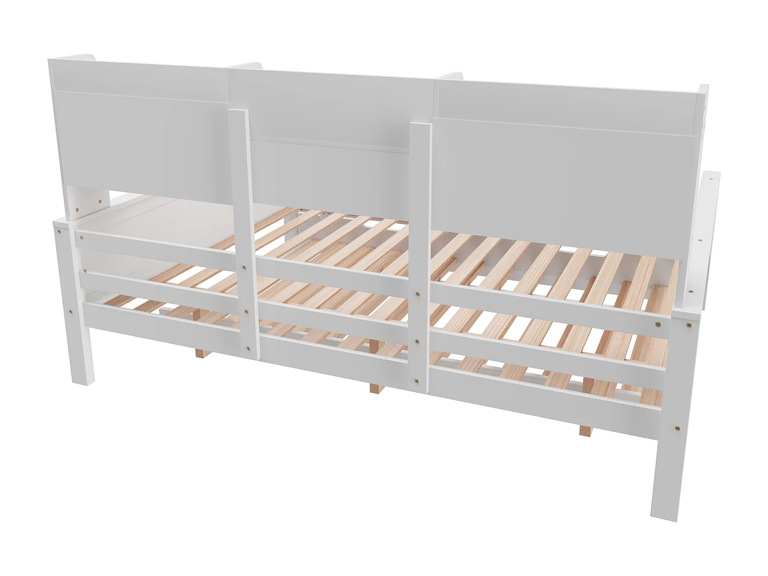 Nestslaapbank 140x200 cm - Nestbed 90x190 cm - met opbergruimte - lattenbodem - massief grenen - wit (matras niet inbegrepen)