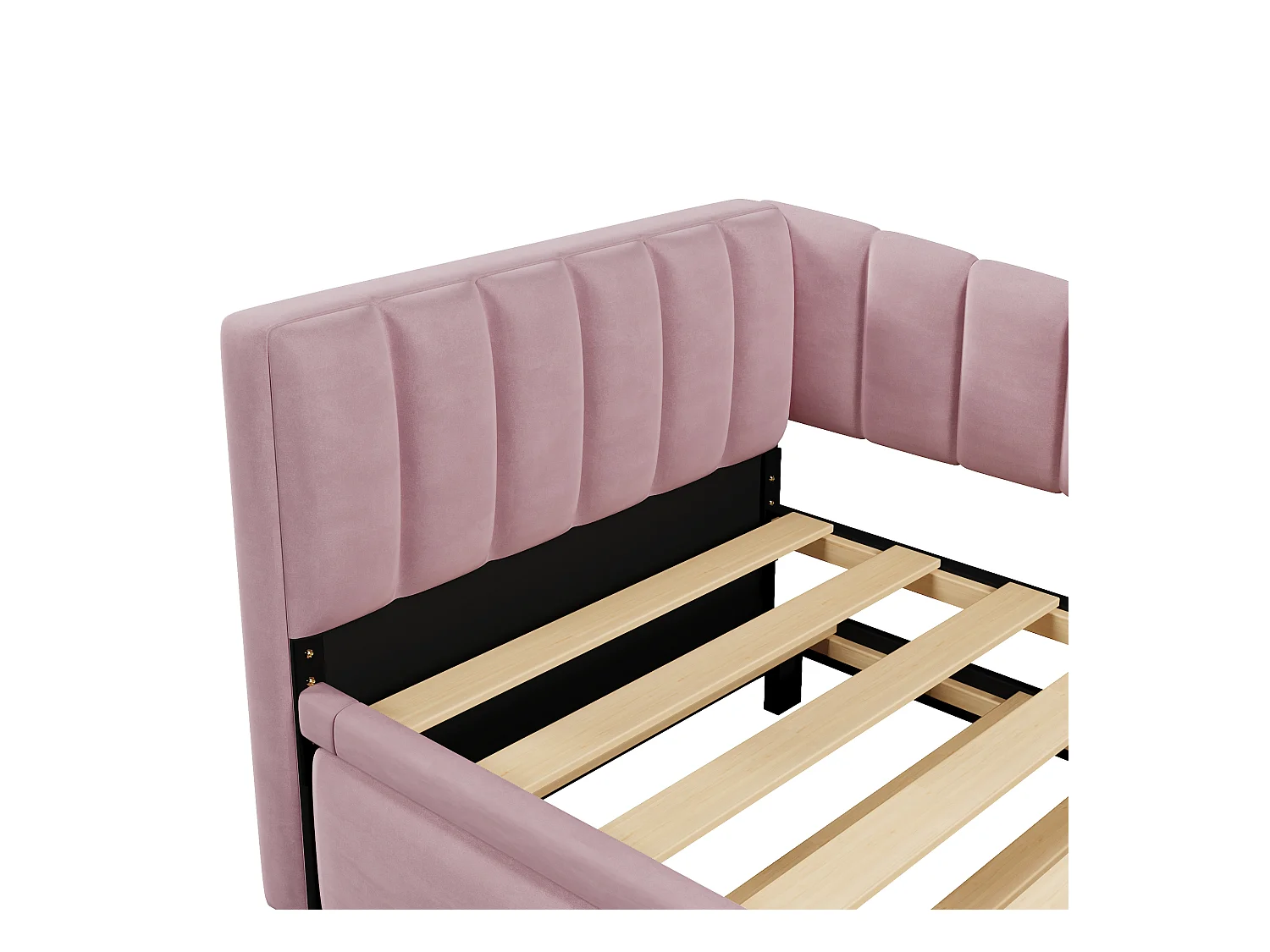 Divano letto capitonné 90 x 200 cm / 180 x 200 cm - con letto a castello - velluto - rosa (materasso non incluso)