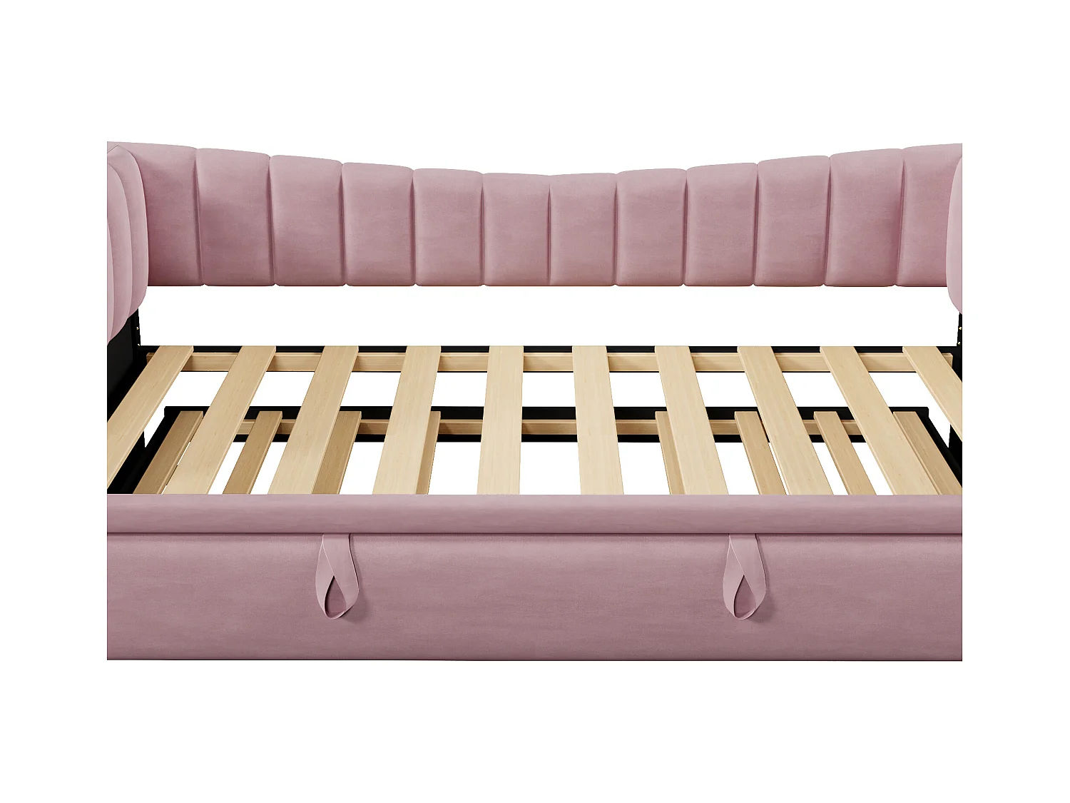 Divano letto capitonné 90 x 200 cm / 180 x 200 cm - con letto a castello - velluto - rosa (materasso non incluso)