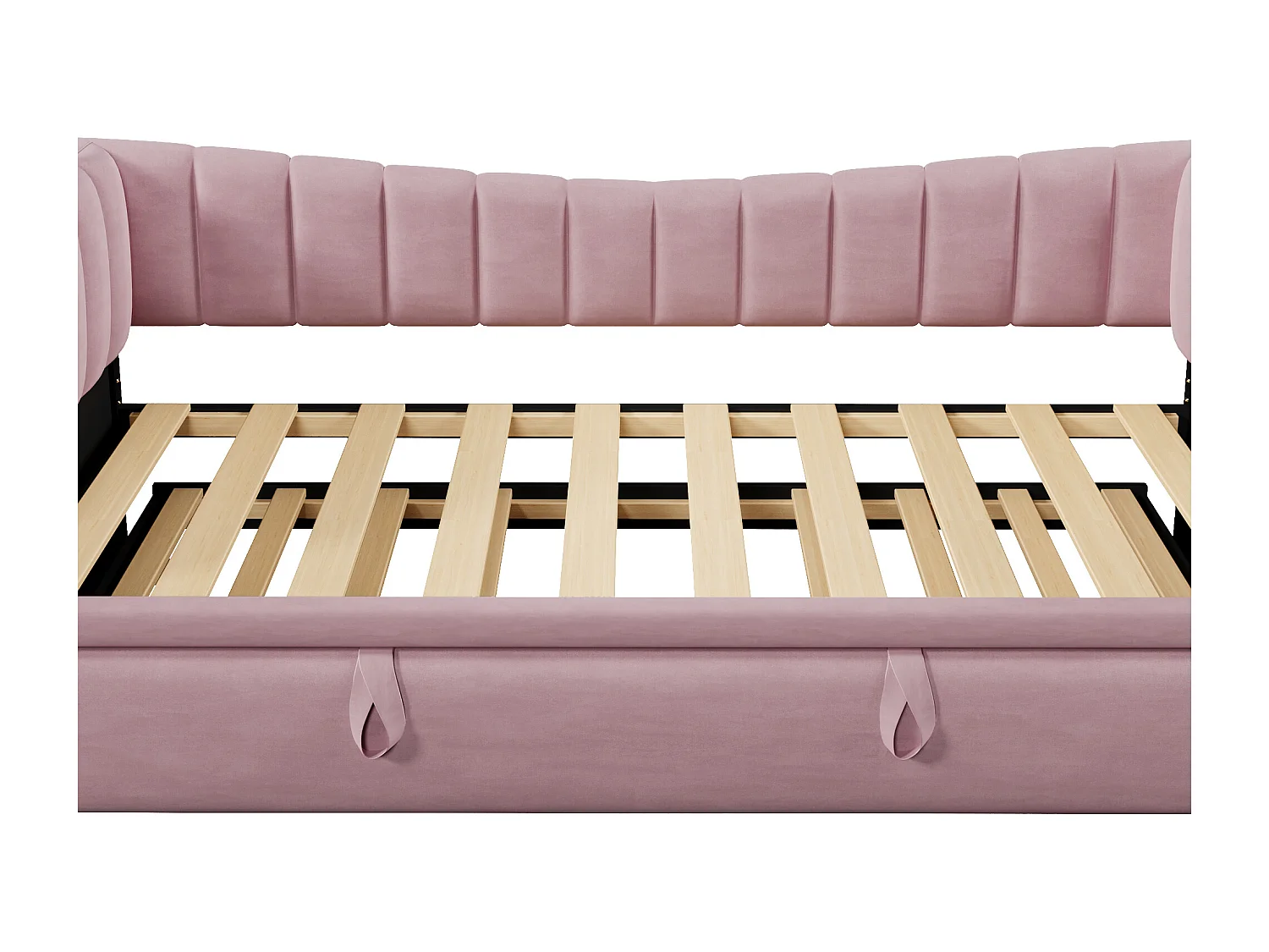 Canapé-lit capitonné 90 x 200 cm / 180 x 200 cm - avec lit gigogne - velours - rose (matelas non inclus)