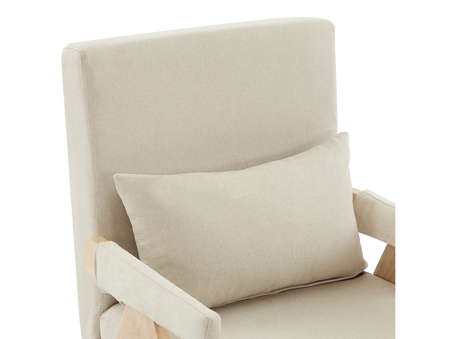 Fauteuil 64x68,5x93 cm - 3-in-1 ombouwbaar - gestoffeerd - linnen - beige + naturel