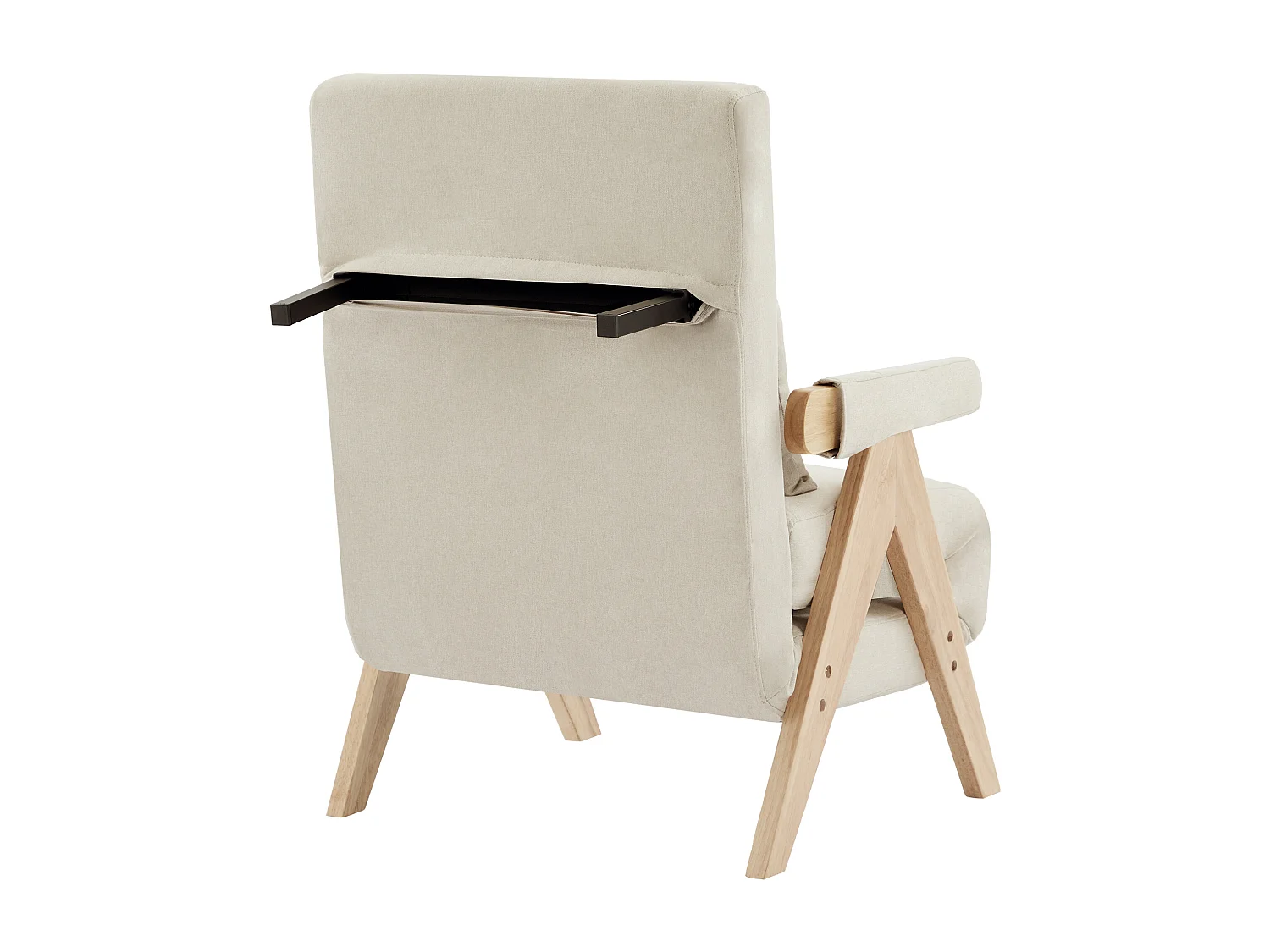 Fauteuil 64x68,5x93 cm - 3-in-1 ombouwbaar - gestoffeerd - linnen - beige + naturel