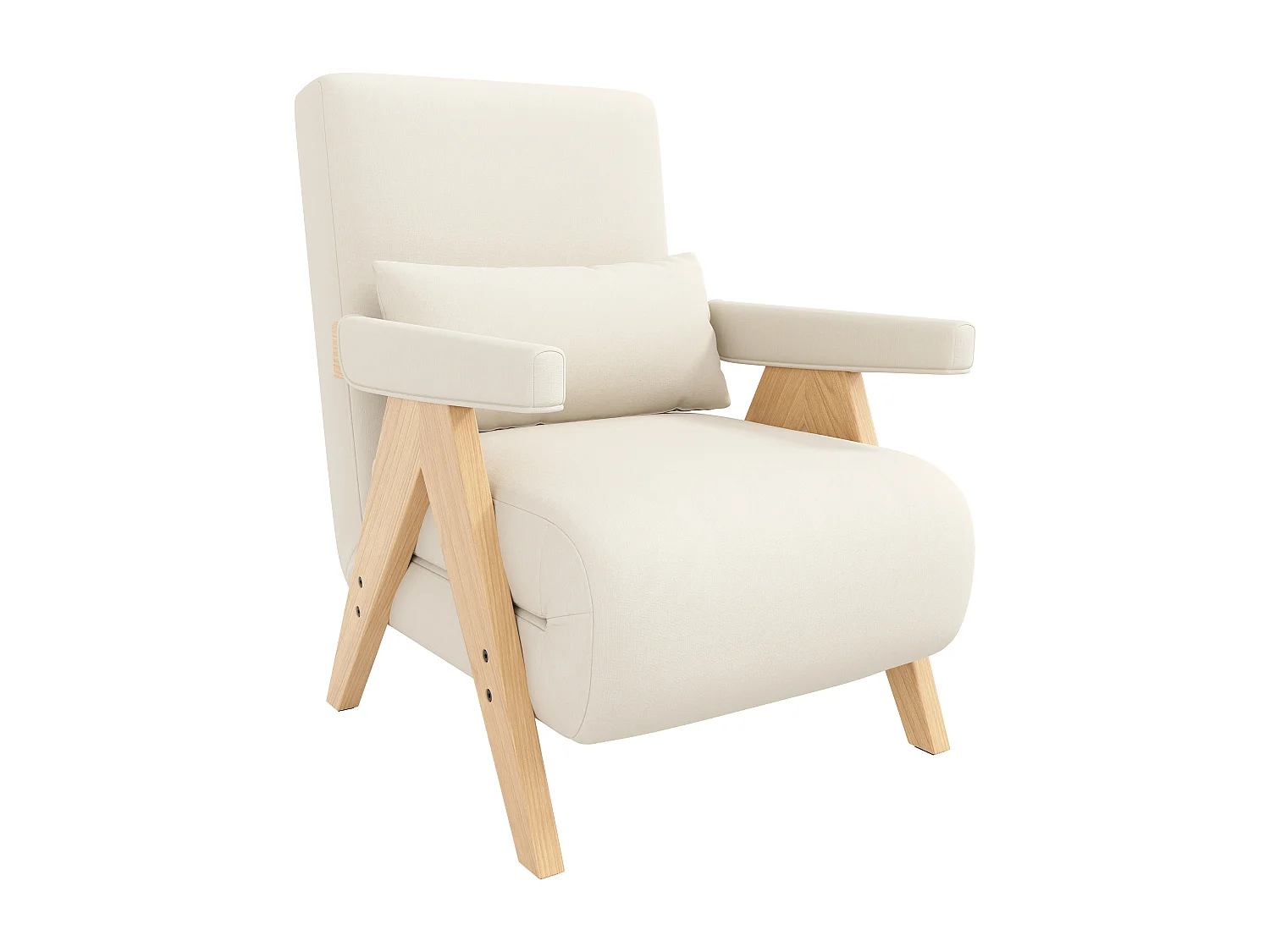 Einzelsessel 64x68,5x93 cm - 3-in-1 umbaubar - gepolstert - Leinen - beige + natur