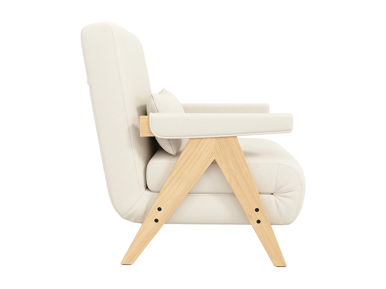 Einzelsessel 64x68,5x93 cm - 3-in-1 umbaubar - gepolstert - Leinen - beige + natur