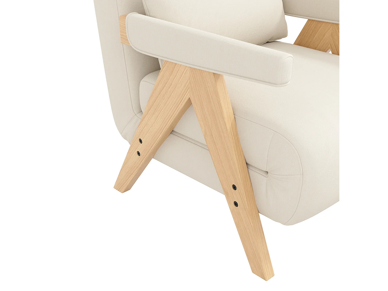 Einzelsessel 64x68,5x93 cm - 3-in-1 umbaubar - gepolstert - Leinen - beige + natur