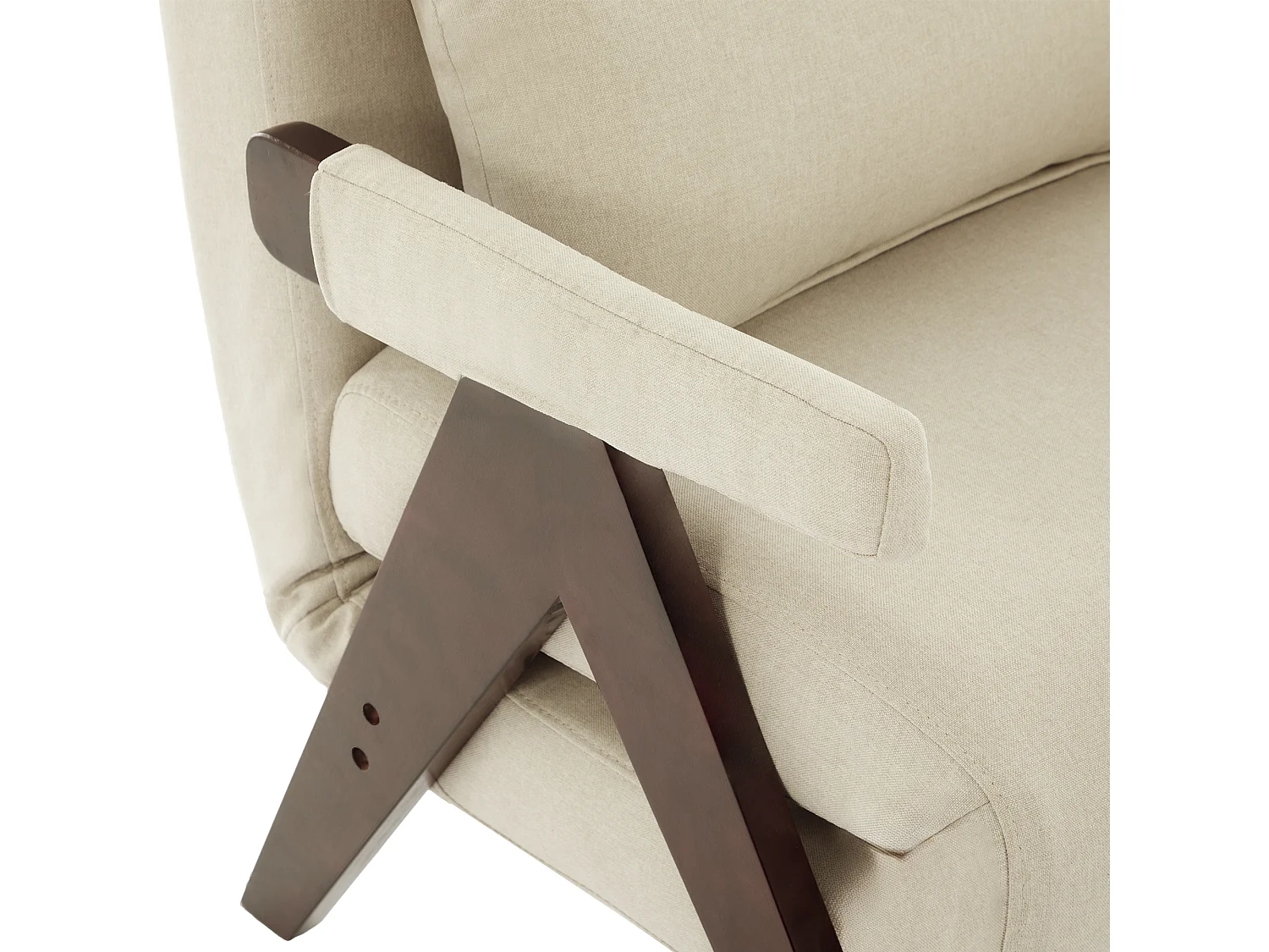 Fauteuil simple 64x68,5x93cm - convertible 3 en 1 - rembourré - lin - beige + marron