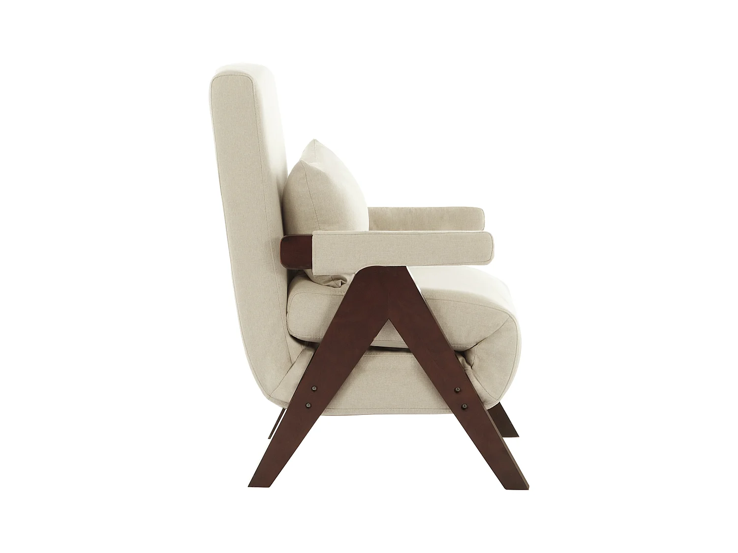 Fauteuil simple 64x68,5x93cm - convertible 3 en 1 - rembourré - lin - beige + marron