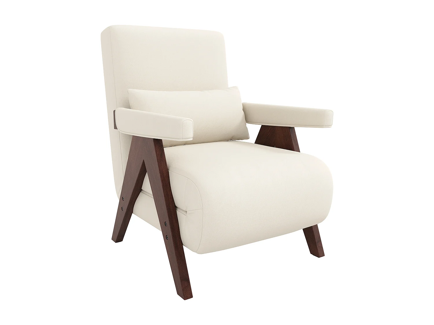 Fauteuil simple 64x68,5x93cm - convertible 3 en 1 - rembourré - lin - beige + marron