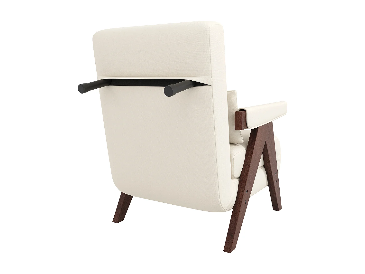 Fauteuil simple 64x68,5x93cm - convertible 3 en 1 - rembourré - lin - beige + marron