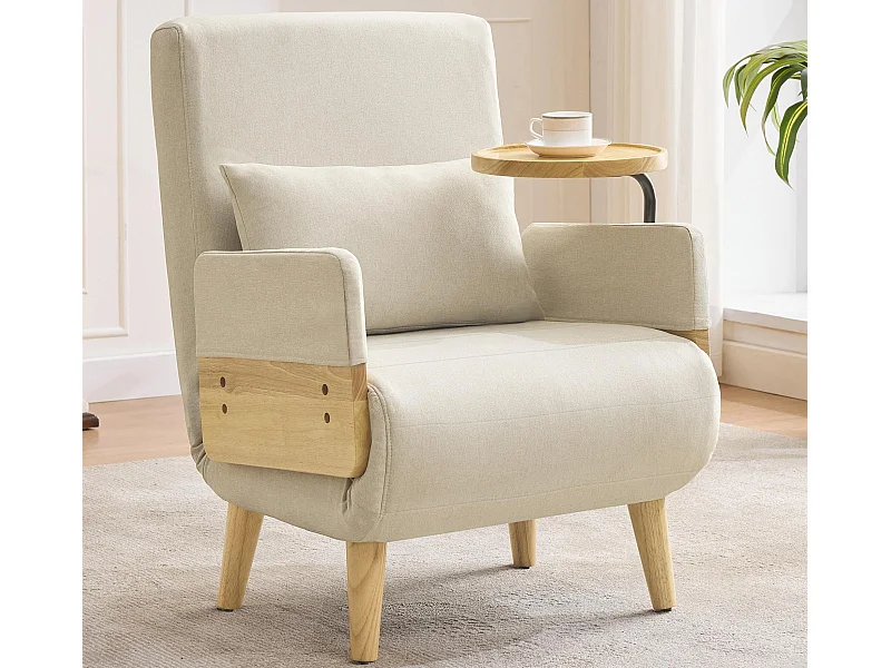 Moderner Sessel 62x67x88 cm - 3-in-1 Konvertiersessel - Mit Schlaffunktion - Gepolsterter Klappsessel - Beige