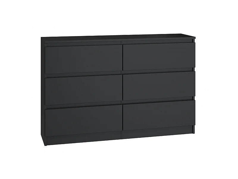 Komoda Malwa M6/120 | Czarny | 120x30x75 cm | Nowoczesna 6 Szuflad