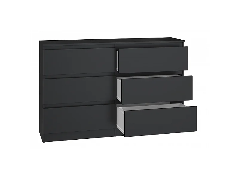 Komoda Malwa M6/120 | Czarny | 120x30x75 cm | Nowoczesna 6 Szuflad