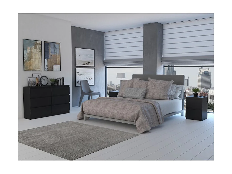 Komoda Malwa M6/120 | Czarny | 120x30x75 cm | Nowoczesna 6 Szuflad