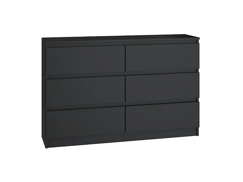Komoda Malwa M6/120 | Czarny | 120x30x75 cm | Nowoczesna 6 Szuflad