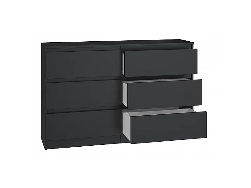 Komoda Malwa M6/120 | Czarny | 120x30x75 cm | Nowoczesna 6 Szuflad