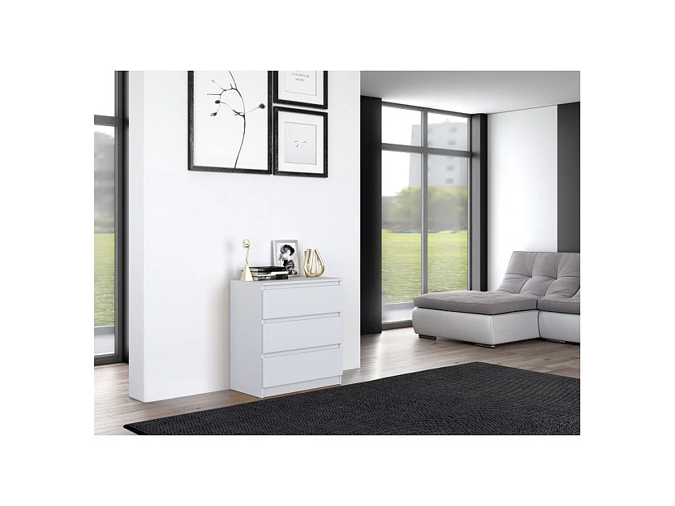 Komoda Malwa M3|  Biała |70x40x75 cm | 3 szuflady