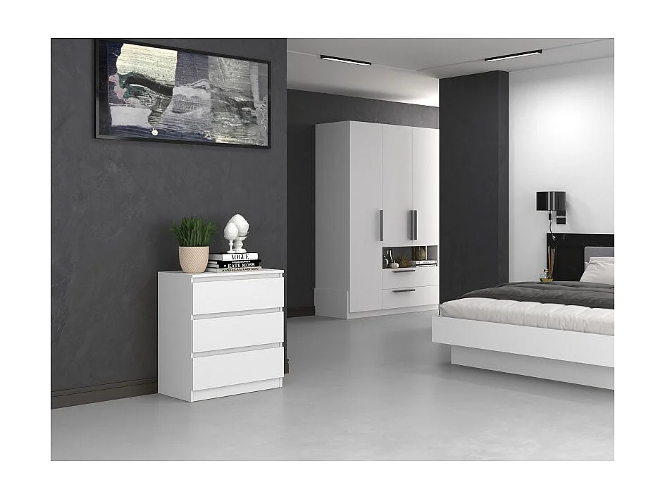 Komoda Malwa M3|  Biała |70x40x75 cm | 3 szuflady