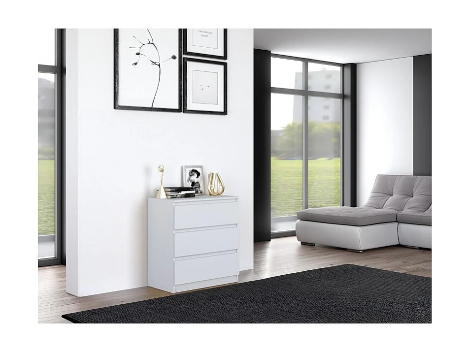 Komoda Malwa M3|  Biała |70x40x75 cm | 3 szuflady