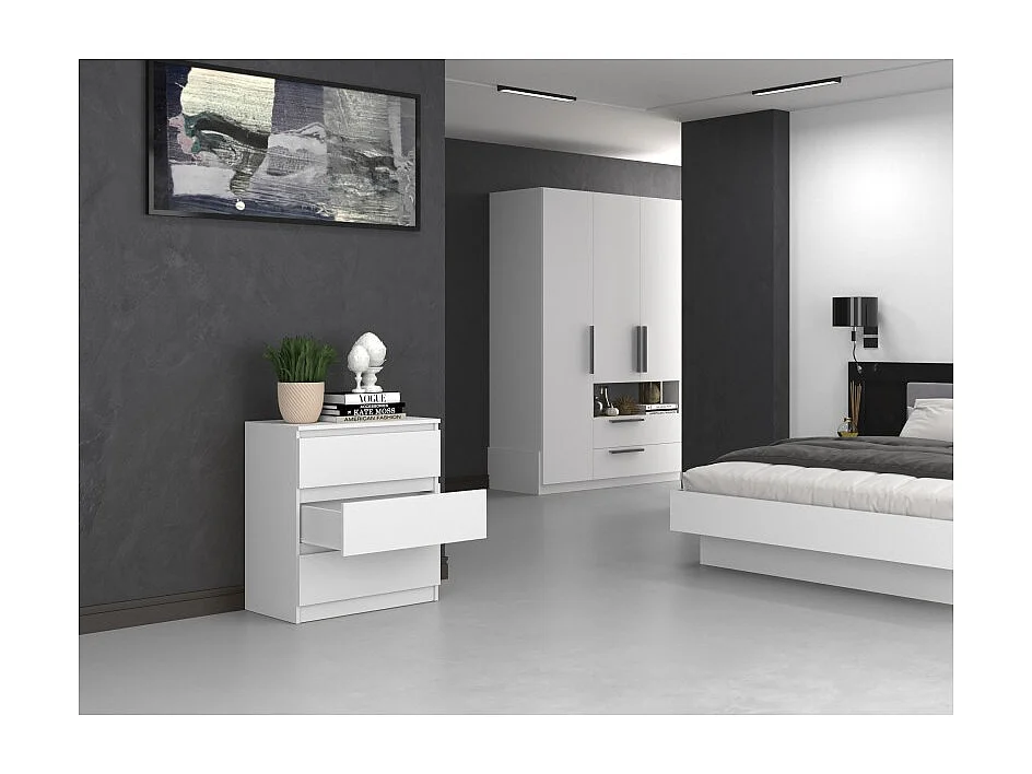 Komoda Malwa M3|  Biała |70x40x75 cm | 3 szuflady