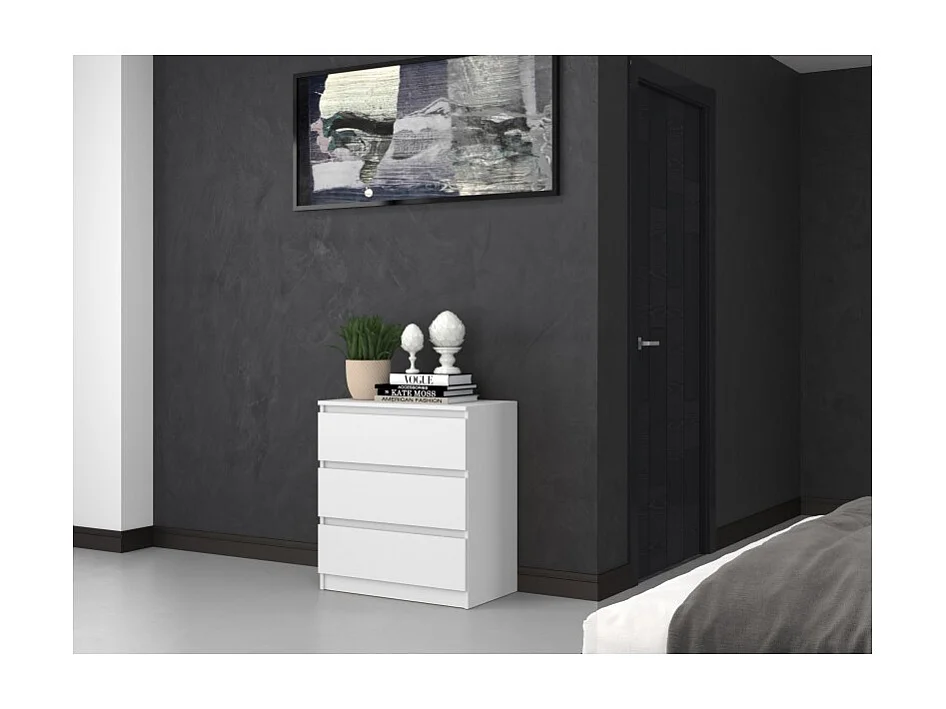 Komoda Malwa M3|  Biała |70x40x75 cm | 3 szuflady