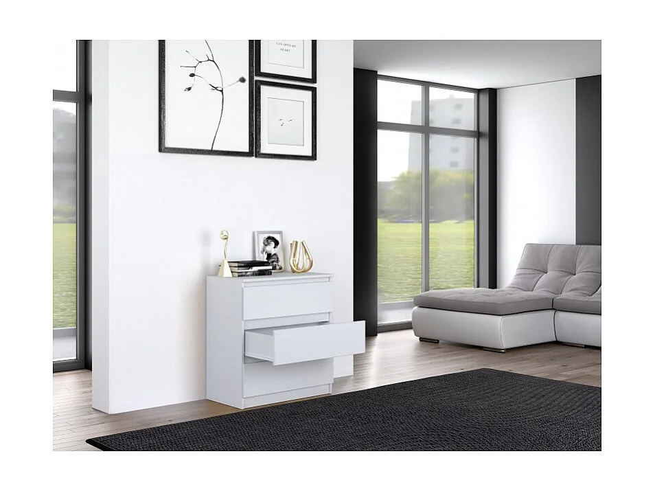 Komoda Malwa M3|  Biała |70x40x75 cm | 3 szuflady