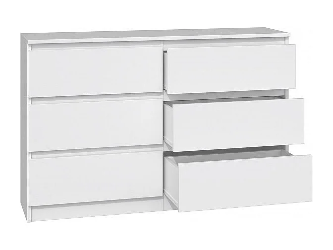 Komoda Malwa M6/120 | Biały | 120x30x75 cm | Nowoczesna 6 Szuflad