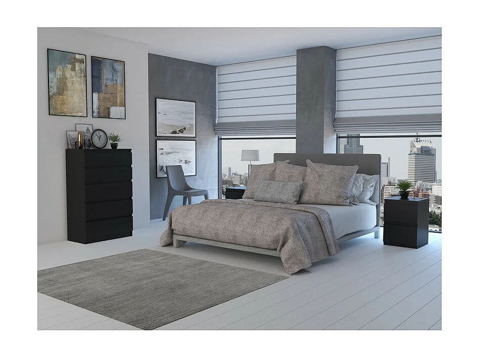 Komoda Malwa M5 | Czarna | 70x40x109,5 cm | Komoda z 5 Szufladami