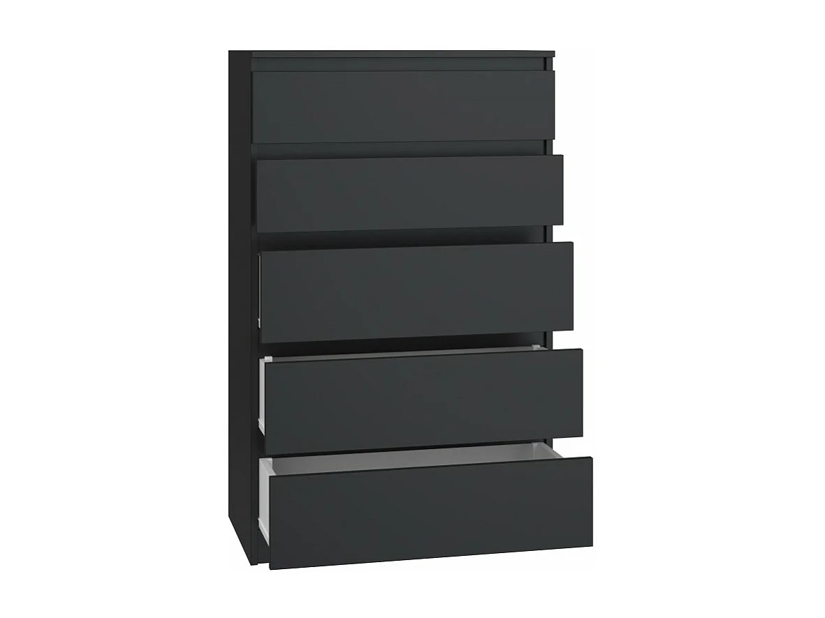 Komoda Malwa M5 | Czarna | 70x40x109,5 cm | Komoda z 5 Szufladami