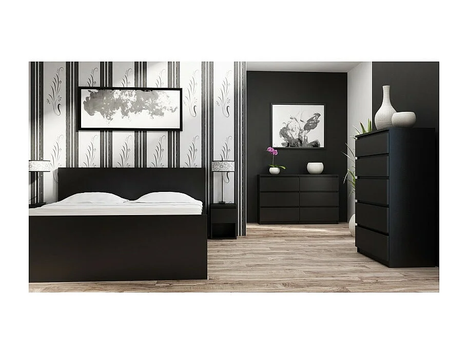 Komoda Malwa M5 | Czarna | 70x40x109,5 cm | Komoda z 5 Szufladami