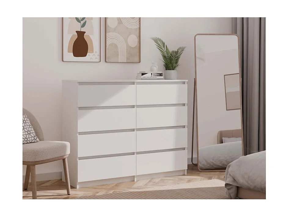 Komoda Malwa M8/120 | Biała | 120x40x97 cm | 8 Szuflad