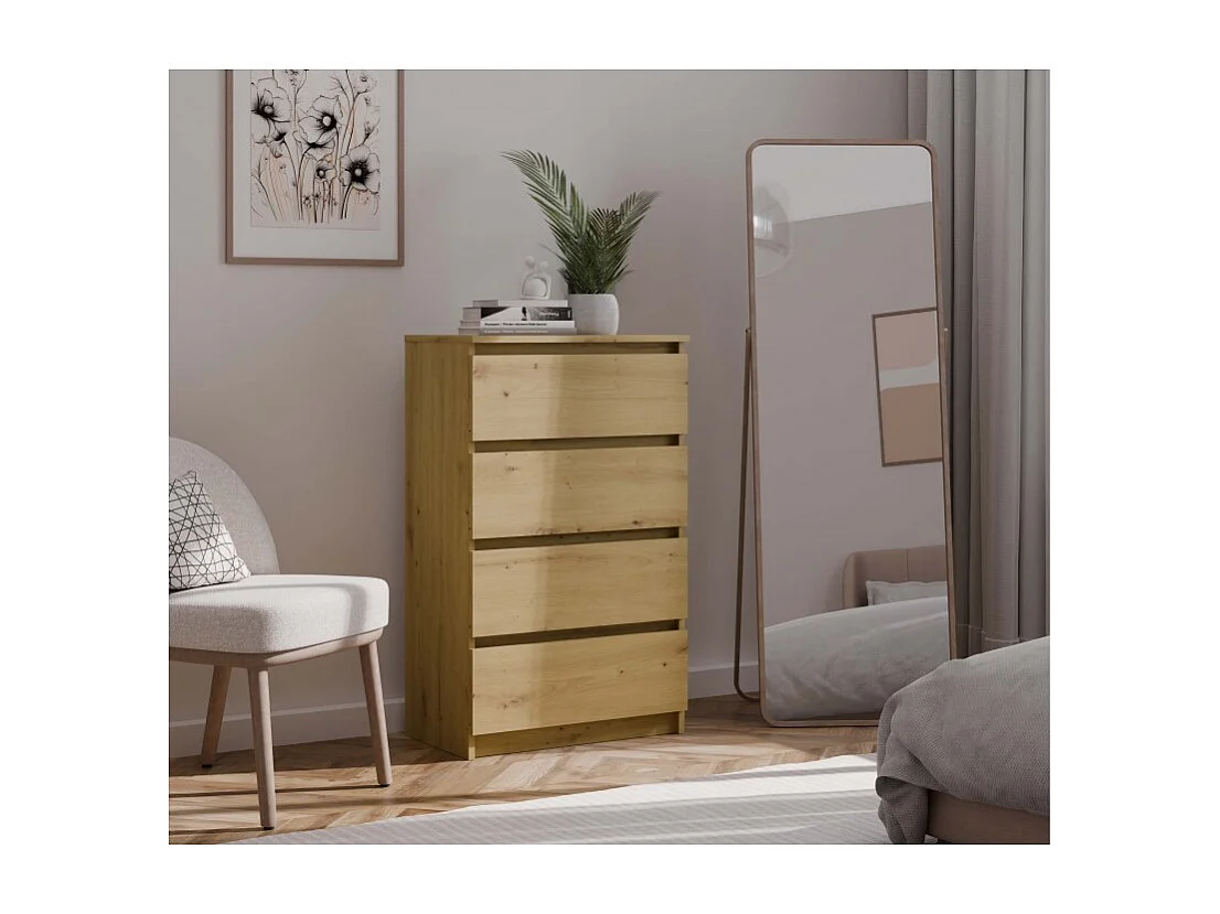 Komoda Malwa M4 | Dąb Artisan | 40x70x97 cm| 4 Szuflady