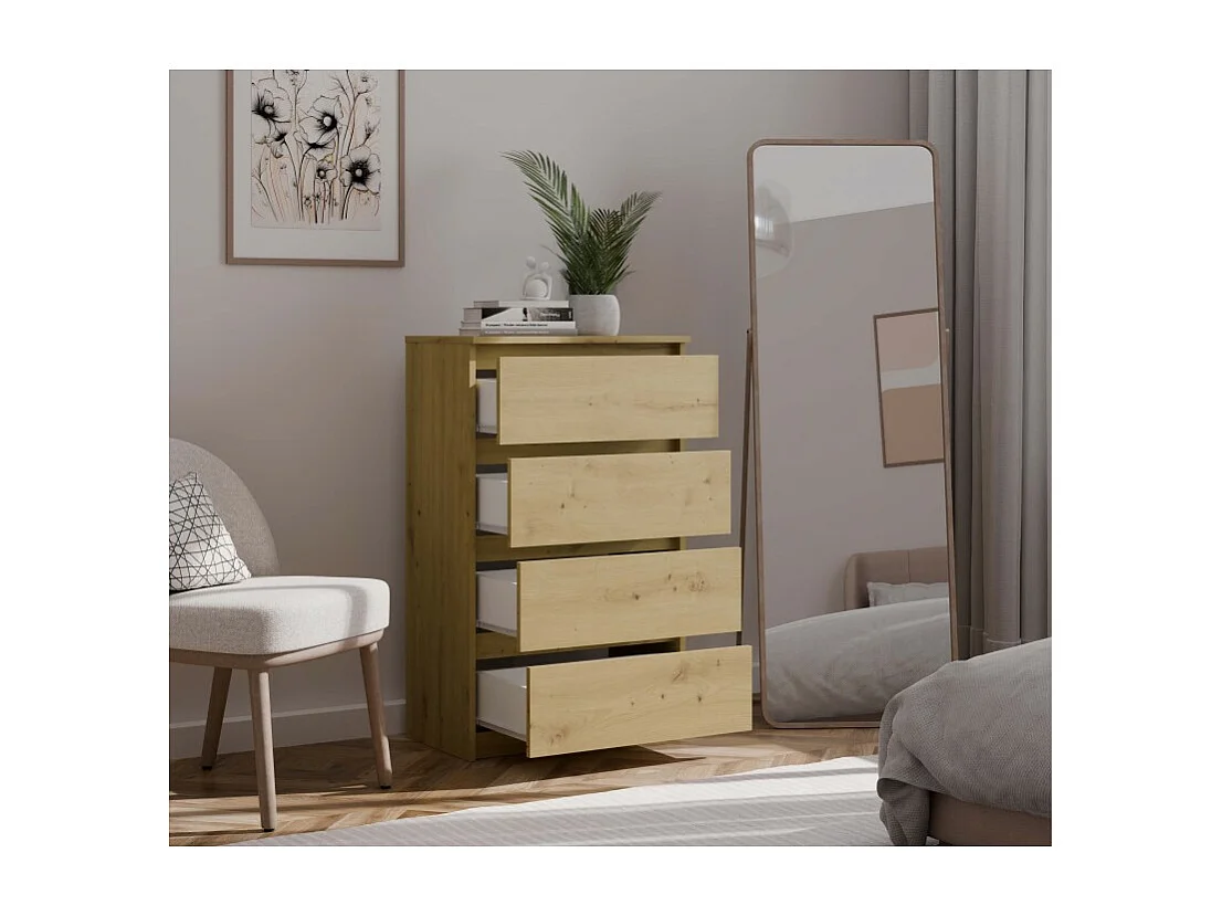 Komoda Malwa M4 | Dąb Artisan | 40x70x97 cm| 4 Szuflady